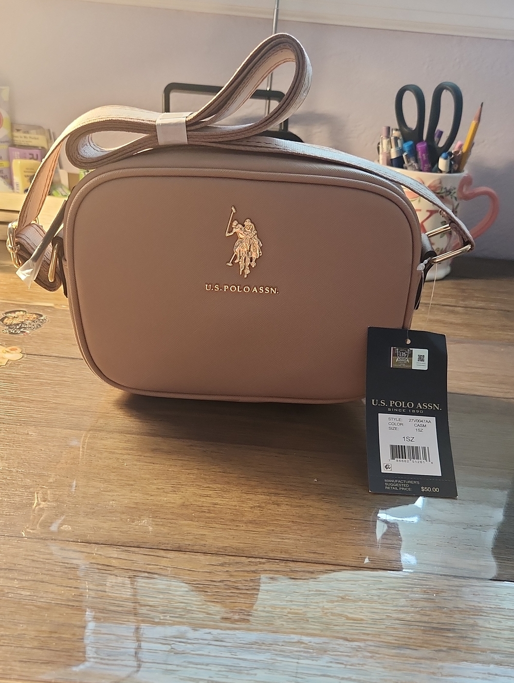 U.S. Polo Assn. Dusty Pink Crossbody Messenger Bag